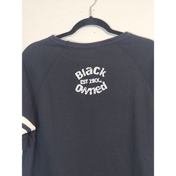 A State Of Mind Black Owned 19XX Womens Fleece Top Black Jersey Stripe Short - Picture 7 of 7